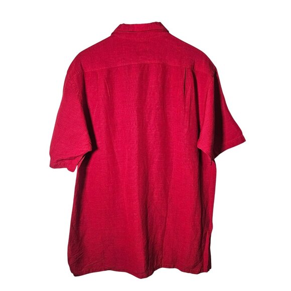 Valentines Nautica Red Short Sleeve Button-Up Shirt Mens L 55% Linen 45% Rayon - Picture 2 of 12